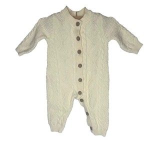 NEW Jun Neng Red One Piece BEIGE Long Sleeve Knit Sweater Outfit  3-6 Month NWT